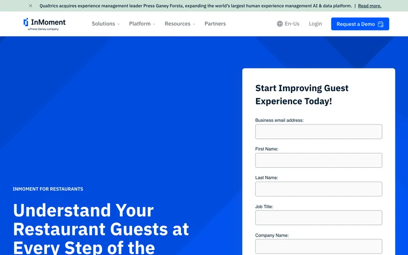 InMoment's restaurant reputation management page